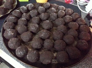Dark chocolate cake balls before...