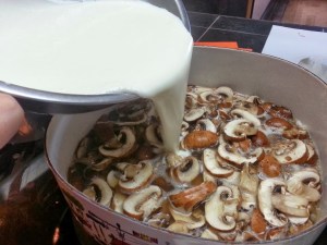 Mixing in the cream...