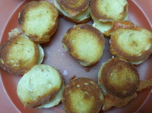Mini french bread and cheddar grilled cheese...