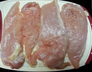 Chicken breast after being gently beaten....