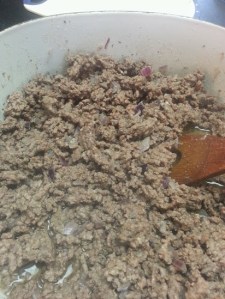 Browned hamburger mix...