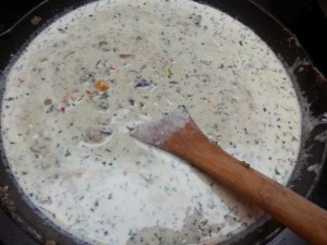 Flour and cream blended into the veggies....