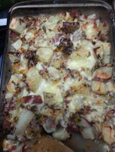 Cheese got added when it was finished being baked...