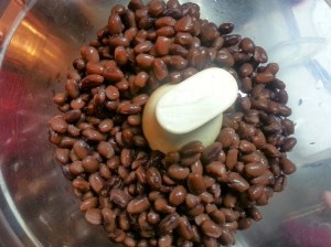 Beans after they are rinsed and in the processor. 