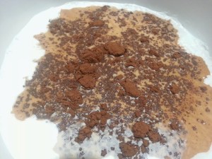 Cocoa powder meeting the milk for the first time....