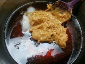 Peanut butter and the liquid ingredients....