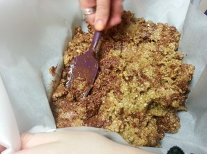 Granola mix on parchment paper...