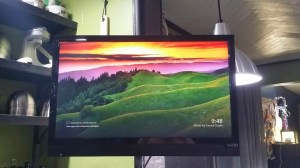 This is my flat screen that is ceiling mounted. This is not in the original design but got added when I bought it for the kids to use during the revamp.