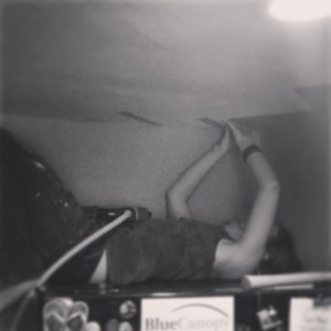 Oldest on top of my fridge using a nail gun.