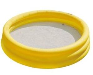 Our pool has pretty flowers on it.